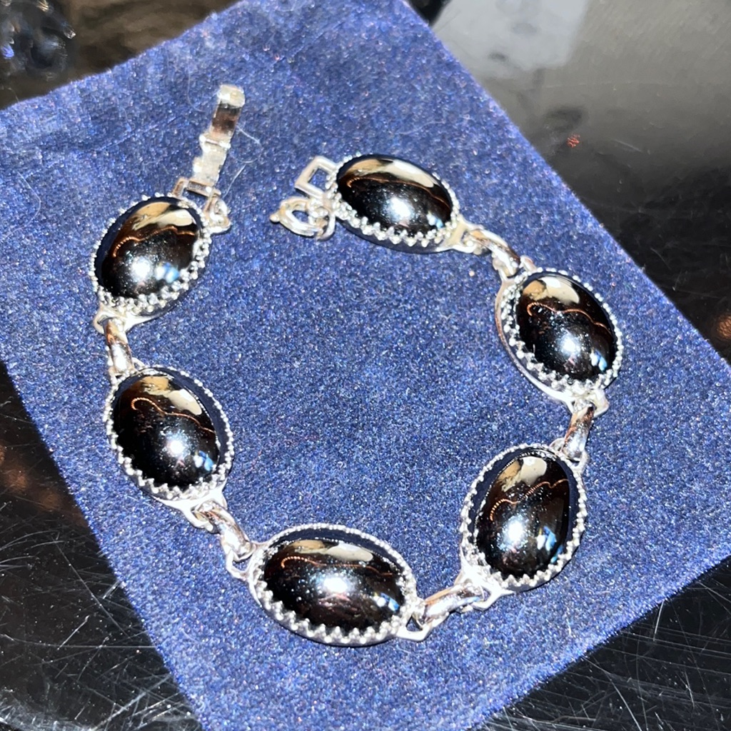 Whiting & David Silver Bracelet Hematite Oval Vintage Collection